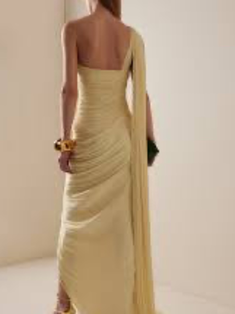 yellow gold draped dress